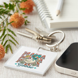 Cute Mama goose word art Key Ring
