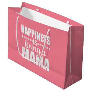 Cute Mama happiness word art Mother's Day Large Gift Bag