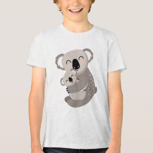 Cute Mama Koala Hugging Baby Joey Illustration Tri-Blend Shirt
