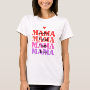 Cute Mama Mother's Day Custom Kids Name T-Shirt