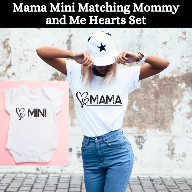 Cute Mama Mummy and Me Hearts Matching Set T-Shirt (Mommy and Me Matching Set)