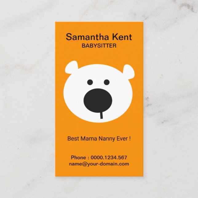 Cute Mama Nanny Bear Babysitter Service Business Card (Front)