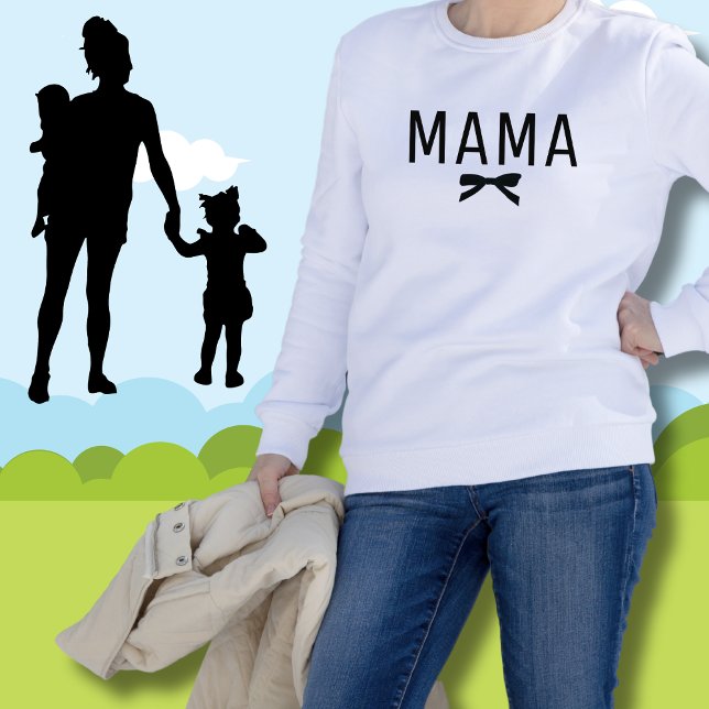 Cute Mama New Mum Black Bow Long Sleeve T-Shirt (Creator Uploaded)