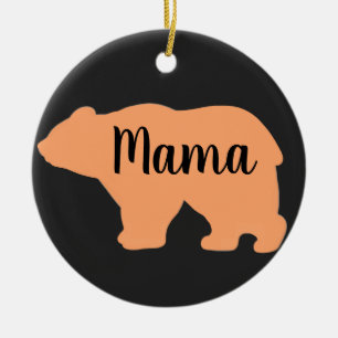 Cute Mama orange bear design mothers day gift Ceramic Tree Decoration