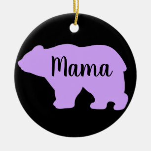 Cute Mama purple bear design mothers day gift Ceramic Tree Decoration