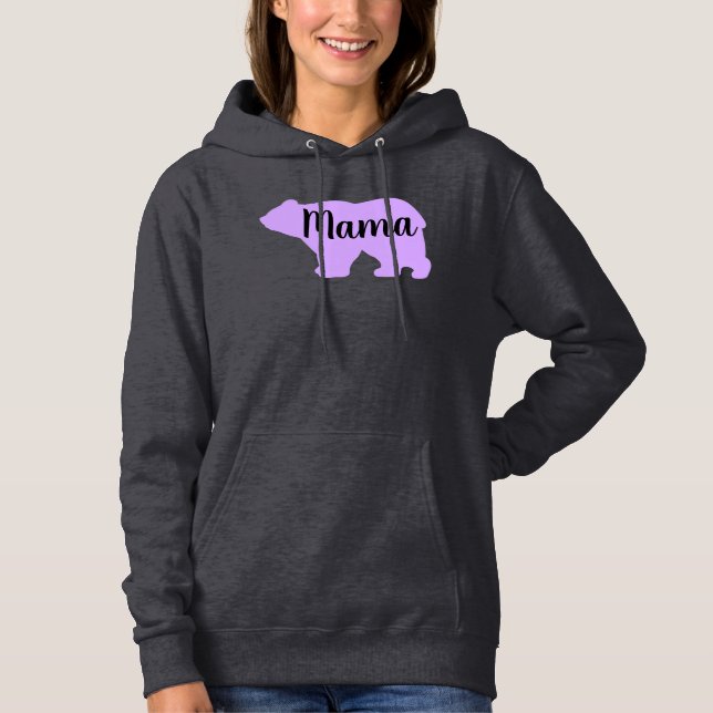 Cute Mama purple bear design mothers day gift Hoodie (Front)