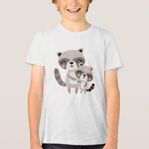 Cute Mama Raccoon Hugging Baby Raccoon Tri-Blend Shirt
