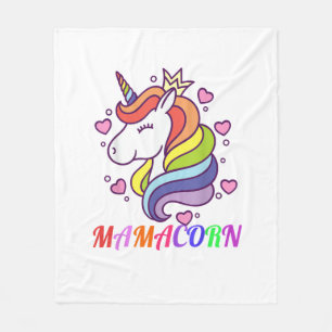Cute Mamacorn Unicorn Mom Birthday Outfit Rainbow  Fleece Blanket