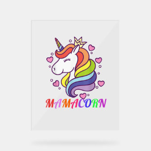 Cute Mamacorn Unicorn Mum Birthday Outfit Rainbow Acrylic Sign