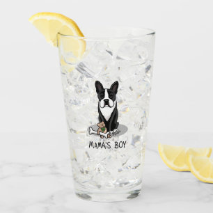 Cute Mama's Boy Boston Terrier (black) Glass