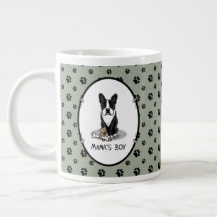 Cute Mama's Boy Boston Terrier (black) Large Coffee Mug