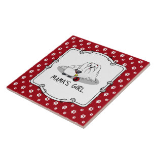 Cute Mama's Girl #2 Maltese Dog - Maltese Mum Tile