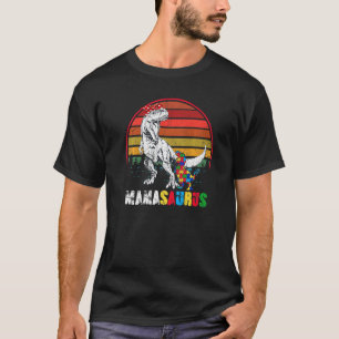 Cute Mamasaurus T Rex Dinosaur Mama Autism Awarene T-Shirt