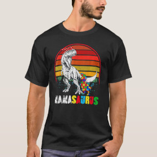 Cute Mamasaurus T rex Mama Autism Awareness Month T-Shirt