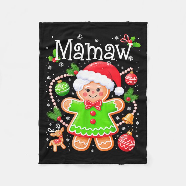 Cute Mamaw Gingerbread Family Matching Christmas C Fleece Blanket (Front)