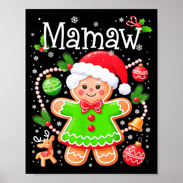 Cute Mamaw Gingerbread Family Matching Christmas C Poster (Front)