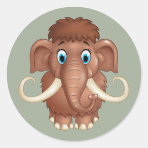 Cute Mammoth cartoon Classic Round Sticker