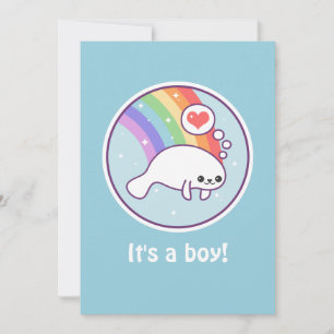 Cute Manatee Baby Shower Invitations