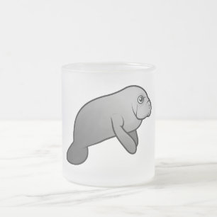 Cute Manatee Frosted Glass Coffee Mug
