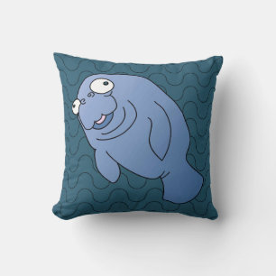 Cute Manatee Hugger Cartoon Animal Cushion
