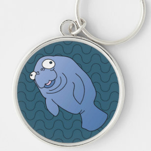 Cute Manatee Hugger Cartoon Animal Key Ring