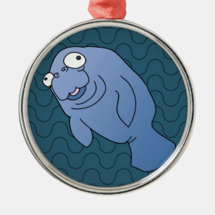 Cute Manatee Hugger Cartoon Animal Metal Tree Decoration