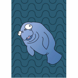 Cute Manatee Hugger Cartoon Animal Standing Photo Sculpture