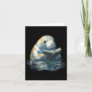 Cute Manatee Reading Book Bookworm Readers Manatee Card