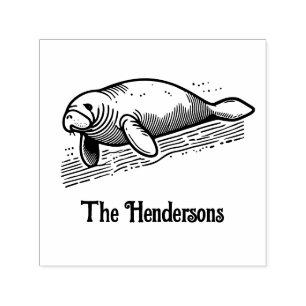 Cute Manatee Sea Cow #3 Family Name Self-inking Stamp