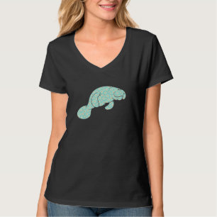 Cute Manatee Sea Cow Daisy Flower Print For Women T-Shirt
