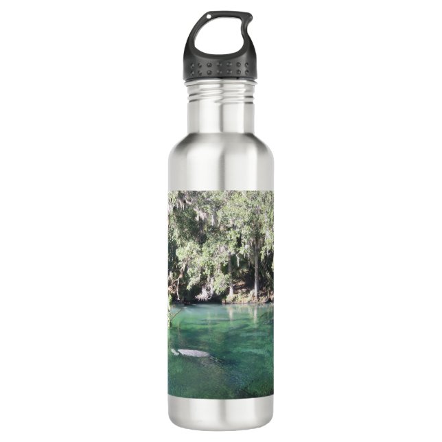 Cute Manatees Swimming Florida 710 Ml Water Bottle (Front)