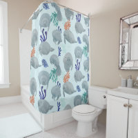 Cute Manatees With Bubbles Pattern - Light Blue