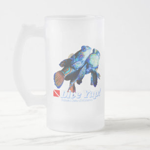 Cute mandarin fish couple cutout frosted glass beer mug