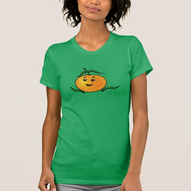 Cute Mandarin Orange with Smiling Face T-Shirt (Front)