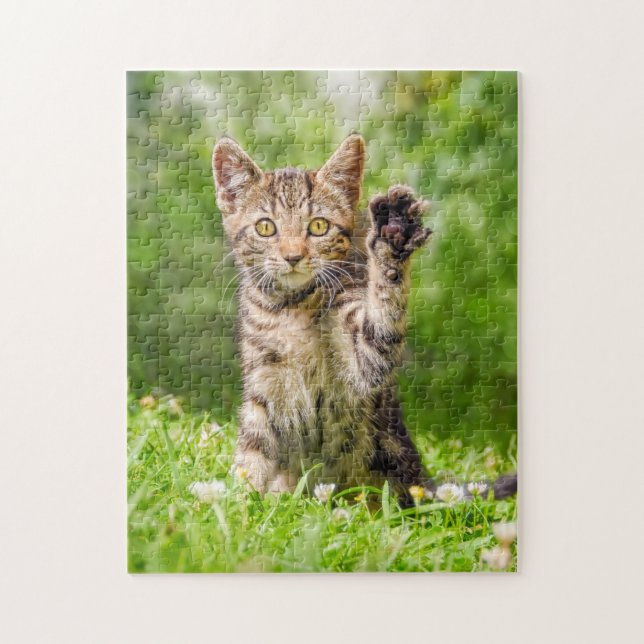 Cute Maneki Neko Cat Kitten Funny Beckoning Pose Jigsaw Puzzle (Vertical)