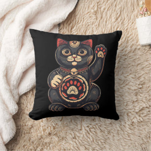  cute Maneki Neko cat print drawn Japanese  Cushion