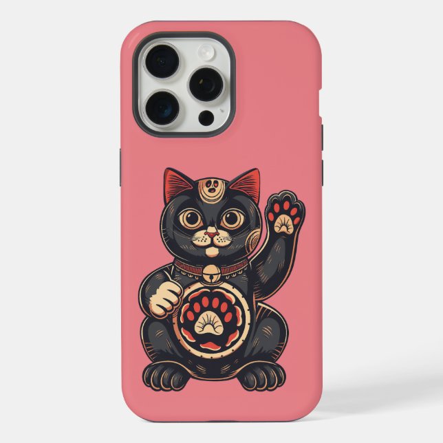  cute Maneki Neko cat print drawn Japanese  iPhone Case (Back)