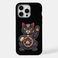 cute Maneki Neko cat print drawn Japanese