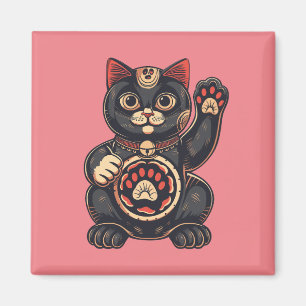  cute Maneki Neko cat print drawn Japanese  Magnet