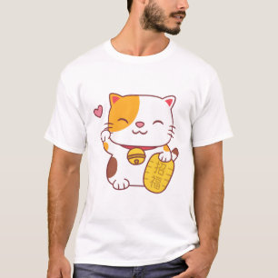 Cute Maneki Neko Japanese Good Luck Cat T-Shirt