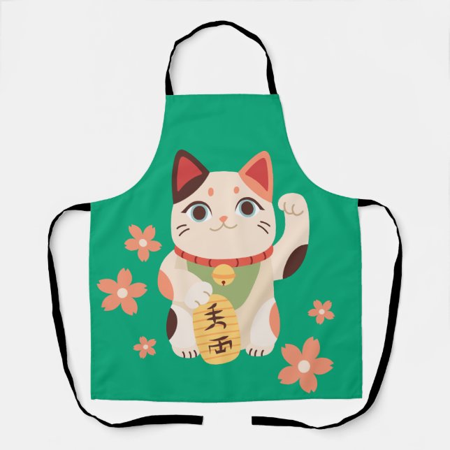 Cute Maneki Neko Lucky Cat Apron (Front)