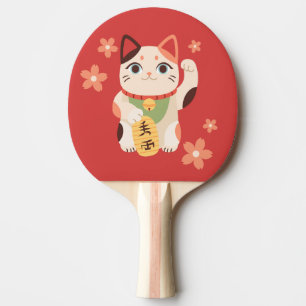 Cute Maneki Neko Lucky Cat Ping Pong Paddle