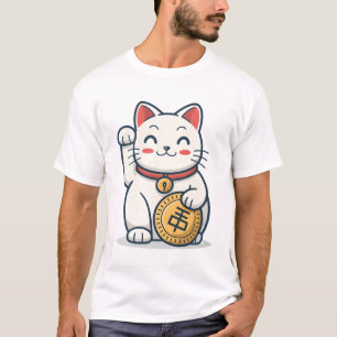 Cute Maneki Neko Lucky Cat T-Shirt Japanese Good