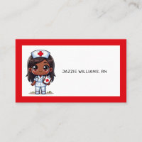 Cute Manga Black Nurse Brown Hair and Eyes Custom