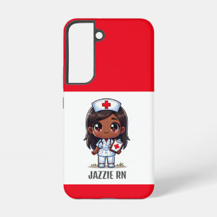 Cute Manga Black Nurse Brown Hair and Eyes Custom Samsung Galaxy Case