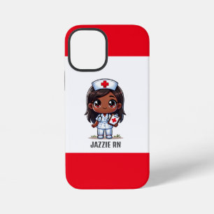 Cute Manga Black Nurse Brown Hair Eyes Custom iPhone 12 Mini Case