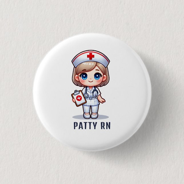 Cute Manga Blonde Nurse Caricature Personalised 3 Cm Round Badge (Front)