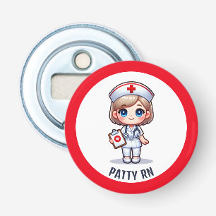 Cute Manga Blonde Nurse Caricature Personalised Bottle Opener