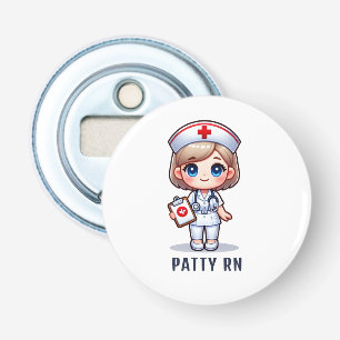 Cute Manga Blonde Nurse Caricature Personalised Bottle Opener