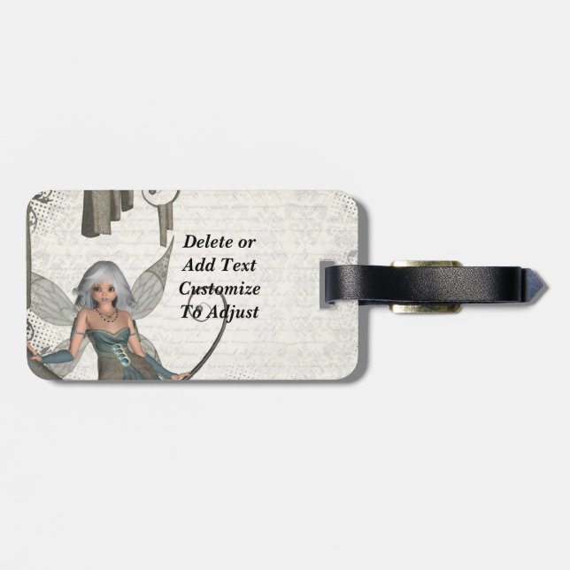 Cute manga fairy luggage tag (Back Horizontal)